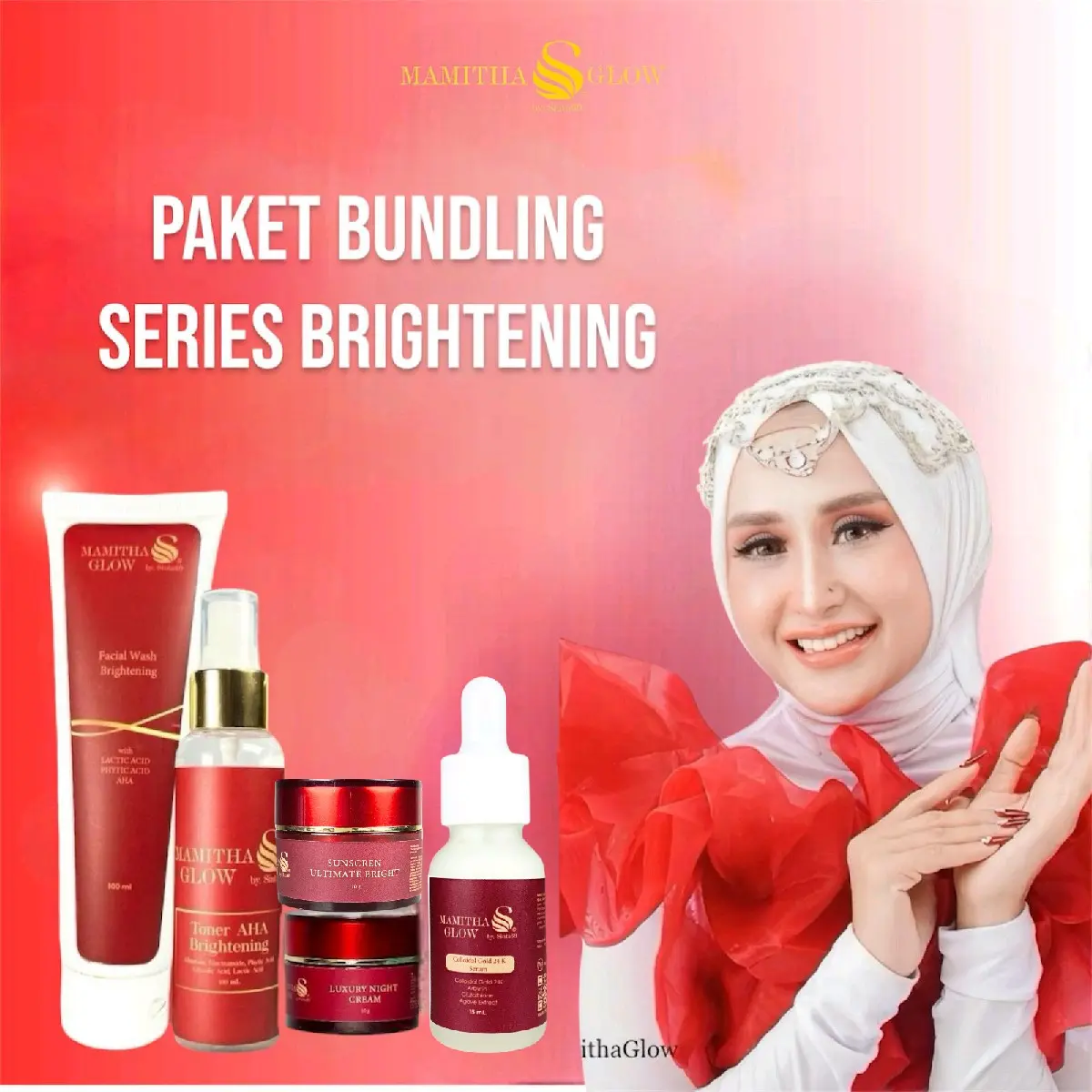 PAKET SERIES BRIGHTENING BY MAMITHA GLOW Perawatan Wajah Mencerahkan Memudarkan Flek