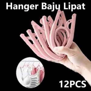 12Pcs Hanger Baju Lipat Super Kuat - Gantungan Pakaian Perjalanan-Packing Dus Plastik