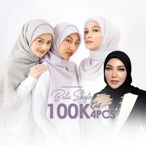 [LATELA X BELLASHOFIE ] 100k get 4 Pcs Plain Square Aromatic Latelahijab Square Hijab Square Premium Jahit Tepi Polycotton