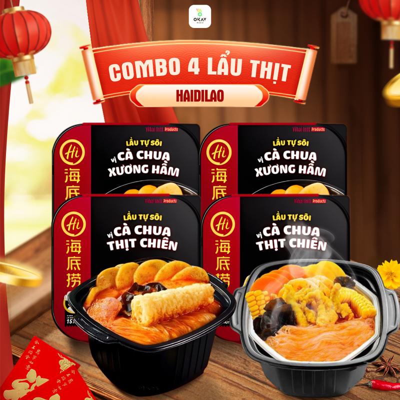   QUÀ TẶNG 0Đ  COMBO 2 & 4 Lẩu Tự sôi Haidilao Vị Thịt Chiên – Xương Hầm 