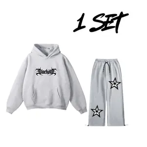 Setelan Jaket Sweater Hoodie Boxy  - Distro Keren Celana Panjang Cargo Pria Wanita Hitam Tebal Viral Hits Kekinian Terlaris