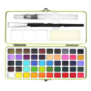 Set de pintura acuarela portátil de 50 colores, set de acuarela de viaje, pinceles y otras herramientas para pintar, material de arte para artistas, aficionados