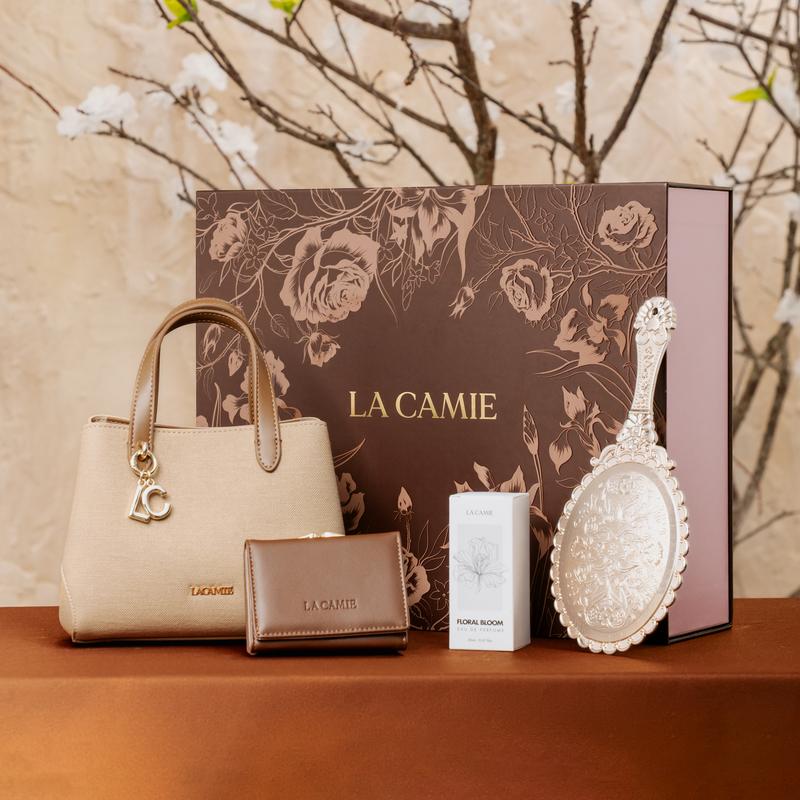 Set quà LACAMIE "Nhớ Nhớ" gồm túi xách, nước hoa, gương, ví cầm tay trao gửi yêu thương cho người phụ nữ của bạn COMBO-TX5A0812