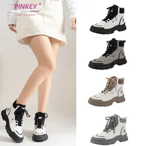 PINKEY P305 Sepatu Sneakers Boots Wanita Kulit Sintetis Putih Original Brand Tinggi Sol 3 cm Size 37-41 Sport Casual Shoes