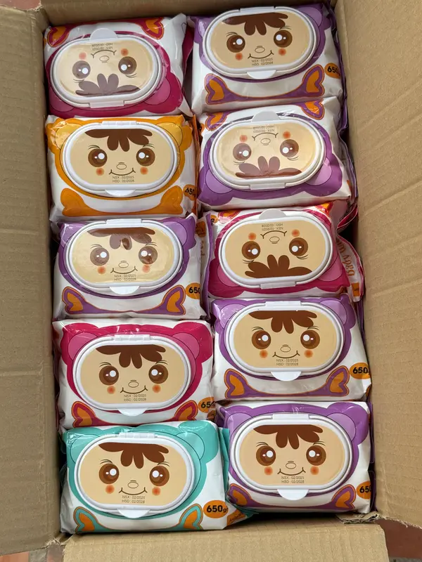 Combo 10 bịch khăn giấy ướt BABYWIPE 650gr Khổ giấy to 18x24cm vải bị mềm êm không mùi không cồn xài cho bé khăn  giấy  ướt  650gr 2