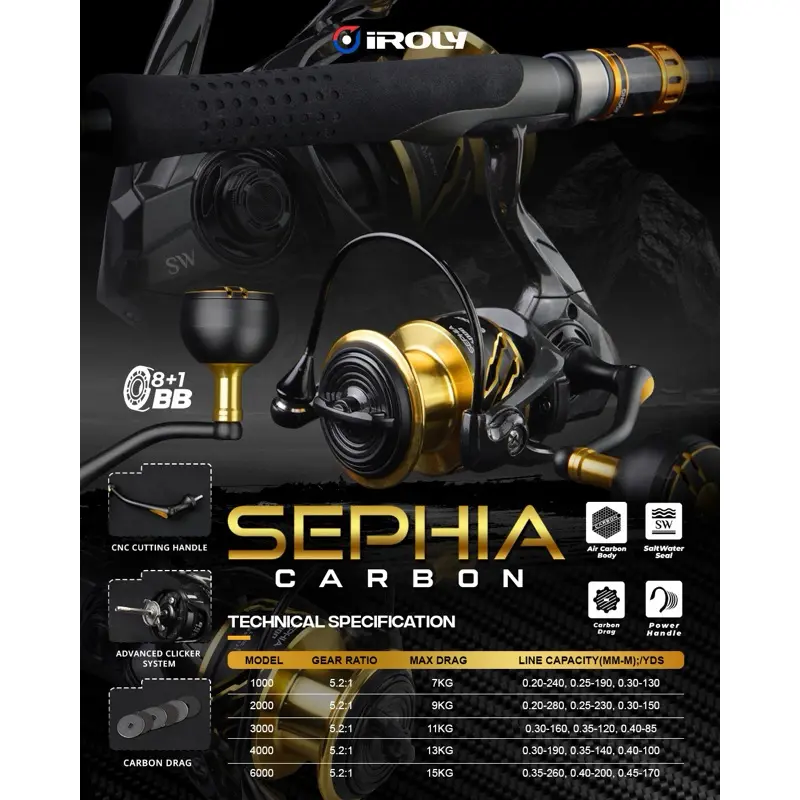 Reel IROLY SEPHIA SW plus + /CARBON SW 1000, 2000, 3000, 4000 ,6000