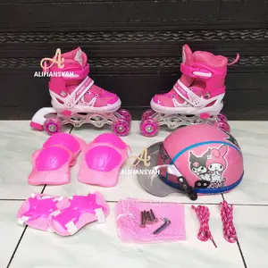 Sepatu roda fullset lengkap helm dan pelindung lutut sikut dan tangan model mobil pemula