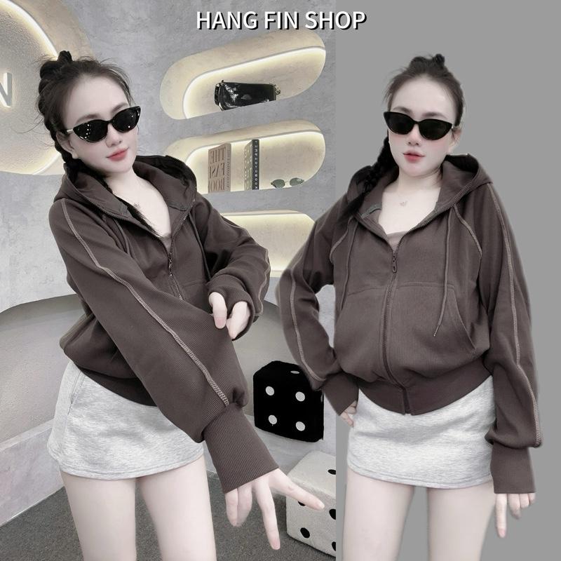 [Mới] Áo Khoác Chỉ Viền Basic Đơn Giản, Thanh Lịch, Chất Liệu Thun Gân Dày, Áo Nón Rộng 6 Túi By HANGFINSHOP