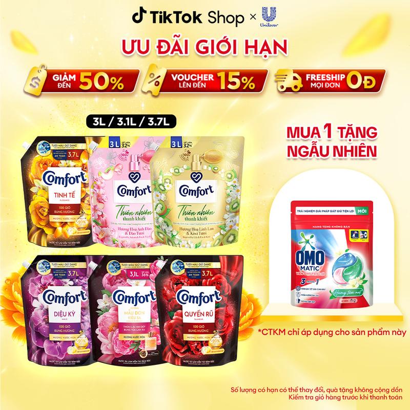 Nước Xả Vải Comfort Hương Nước Hoa 100 Giờ Lưu Hương & Comfort Thiên Nhiên Thanh Khiết Túi 3L/ 3.1L/3.7L [1]
