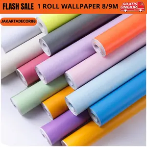 Wallpaper Sticker Dinding Polos Berserat 45cm x 8m Premium Pvc Wallsticker Kamar Tidur Aesthetic Kertas