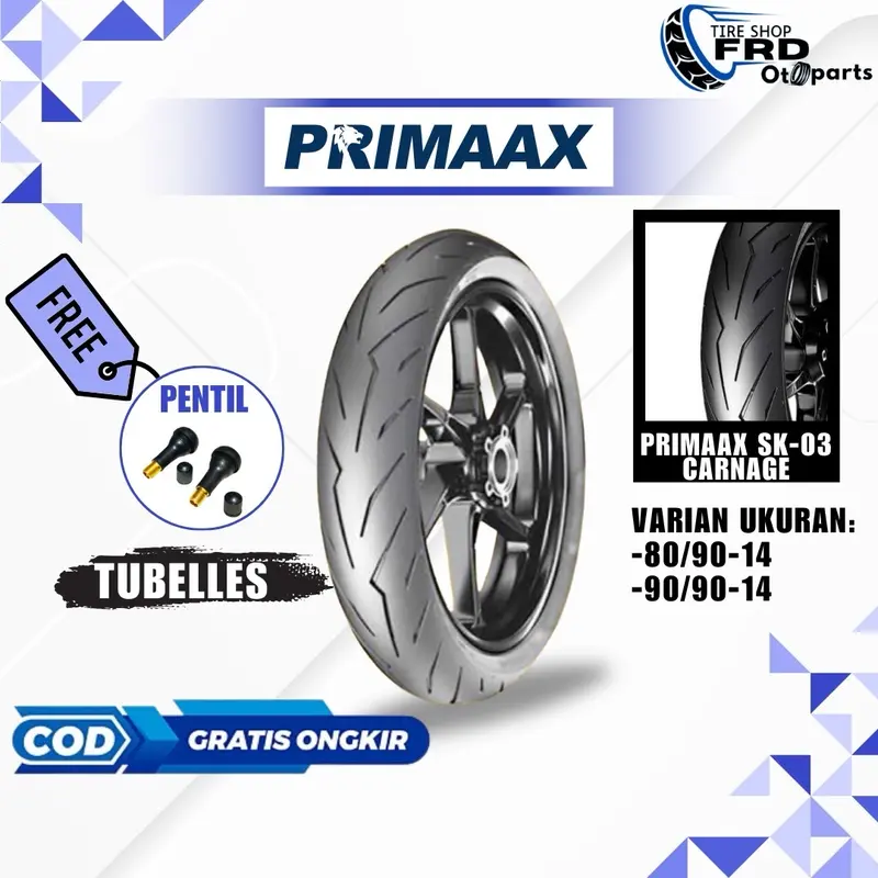 [COD] Ban Motor Matic Tubelles Primaax SK-03 Carnage Donat Ukuran 80/90-14 90/90-14 - Motorcycle 0