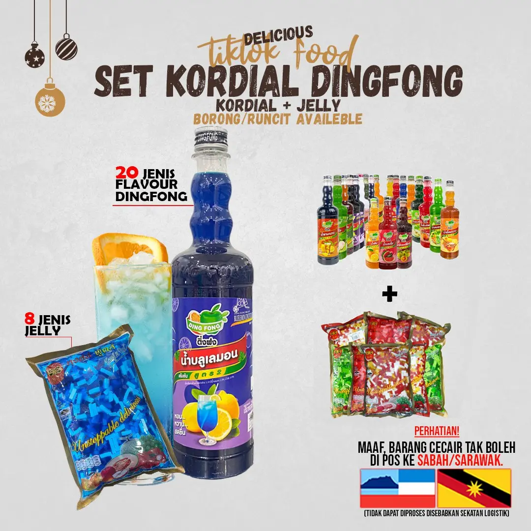 Set Minuman Perasa Air Dingfong Kordial Dan Jelly [MAX ORDER 5 SET SAHAJA] - TAK BOLEH POS SABAH SARAWAK