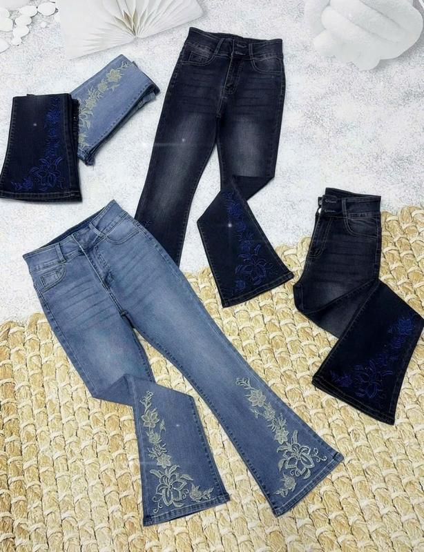 Loe 9t Quần jean nữ ống loe 9 tấc thêu hoa lai thường NM Jeans chất co giãn đủ size từ 40kg đến 75kg - Pants Women