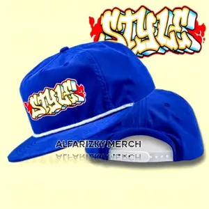 Topi Snapback Classic Casual Grafiti Rope Hat Skena Vintage untuk Pria Wanita Dewasa Warna Biru