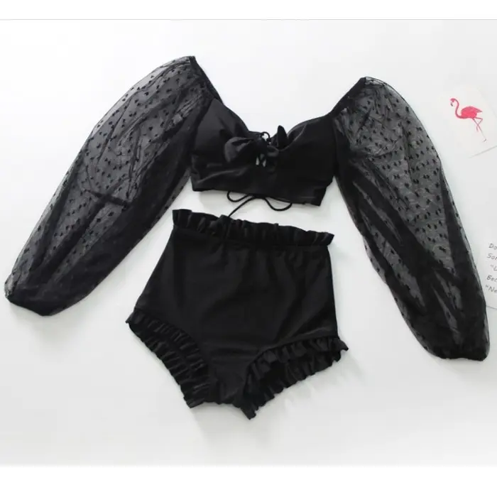 E»MY SWIMSUIT BAJU RENANG WANITA RENDA DI TANGAN POLKA HIGHWAIST PANTS 8081 V♪GZ 4