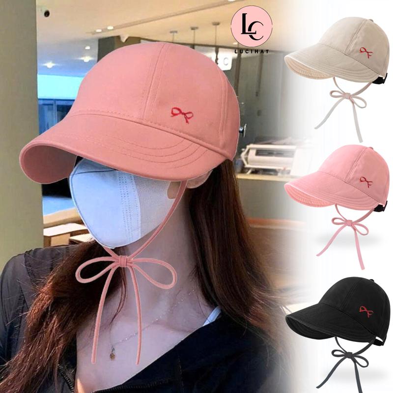 Mũ Bucket Mũ tai bèo vành rộng che nắng Nón rộng vành có dây giữ mũ thắt nơ cho nữ đi biển thoáng mát