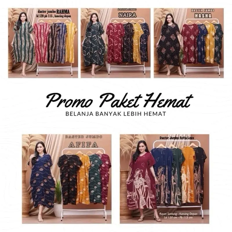 100ribu dapat 3pc Daster Cabutan Jumbo LD 120 Adem tdk Nerawang Busui Kancing Motif 2