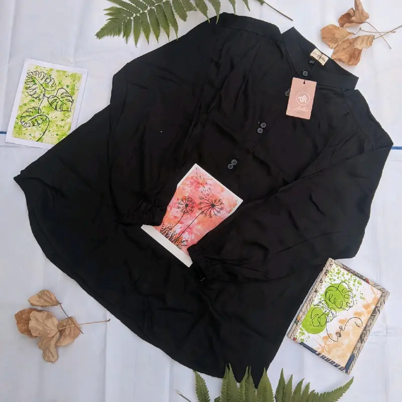 Kemeja blouse wanita kekinian 2024 Atasan  Cewek Rayon twill 2