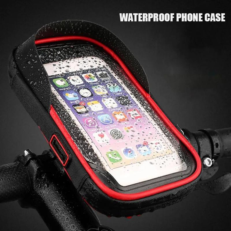 Universal Waterproof Bicycle  Handlebar Mobile Phone Mount Bag Cycling Front Bag Motorcycle Handlebar Mirror Mount Case Bag Holder For 6.4 inch Cellphones 3