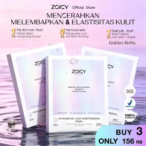 [Bundle 3 Box Lebih Hemat] ZOICY Masker Wajah Mencerahkan 3Box 15 Pieces - Glowing Essence Face Sheet Mask l Melembapkan l Mengencangkan l Menutrisi l Menenangkan l Hyaluronic Acid l Niacinamide l Salicylic Acid  l Witch Hazel l Centella l Purslane