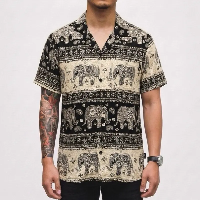 NRKY SLIM FIT  Kemeja Pria batik gajah Tribal  dengan Desain Unik dan Nyaman ukuran unisex pria wanit