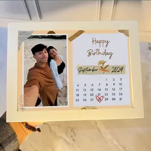 Hadiah Kado Custom Foto Frame Kalender LED Ulang Tahun Romantis Anniversarry Boyfriend Gift