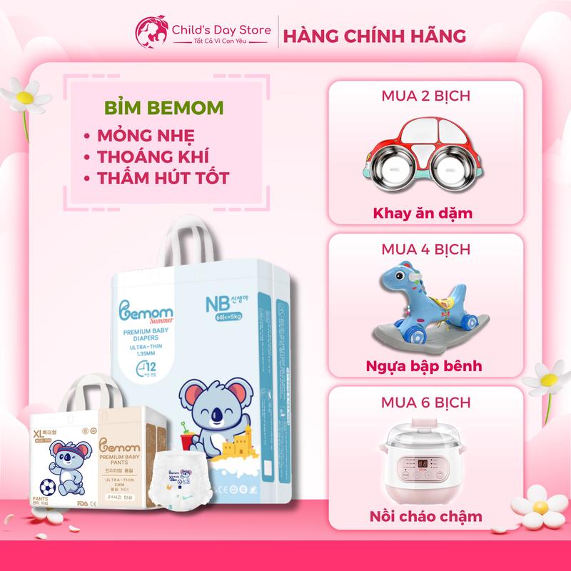 (Có quà) COMBO 2 Bịch BEMOM Hàn Quốc Quần/Dán Đủ Size - Bỉm bemom summer/ bemom plus - Childs day store 2
