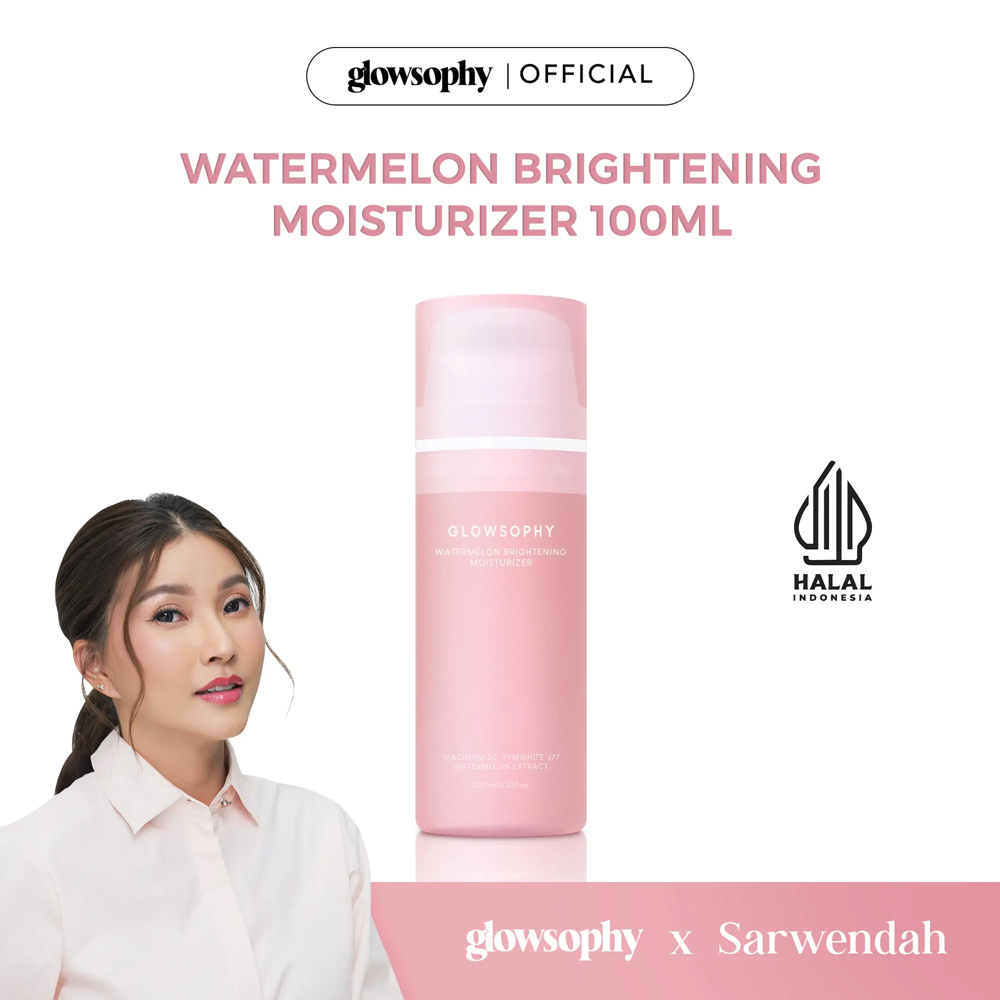 [EXCLUSIVE SARWENDAH] Glowsophy Watermelon Brightening Moisturizer Skin Barrier Niacinamide Gel Day and Night Skincare 100 ml