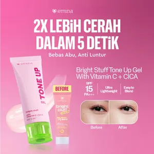 NEW! Emina Bright Stuff Tone Up Cream Gel 20 ml - Instan Mencerahkan Kulit, Efek Tone-up Glowing Skin, UV Protection SPF 15, No Whitecast,