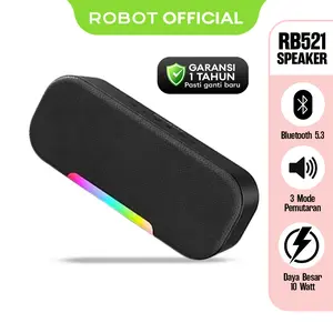 ROBOT Speaker Bluetooth Portable Audio Wireless Speaker RB521 Black Speaker RGB 10W Bluetooth 5.3 - Garansi Resmi 1 Tahun- Produk Original [BISA COD]