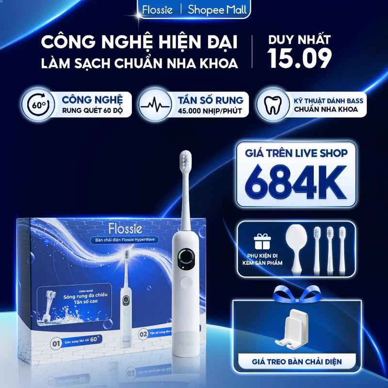 Bàn chải điện công nghệ rung đa chiều tần số cao, tích hợp rung và xoay
