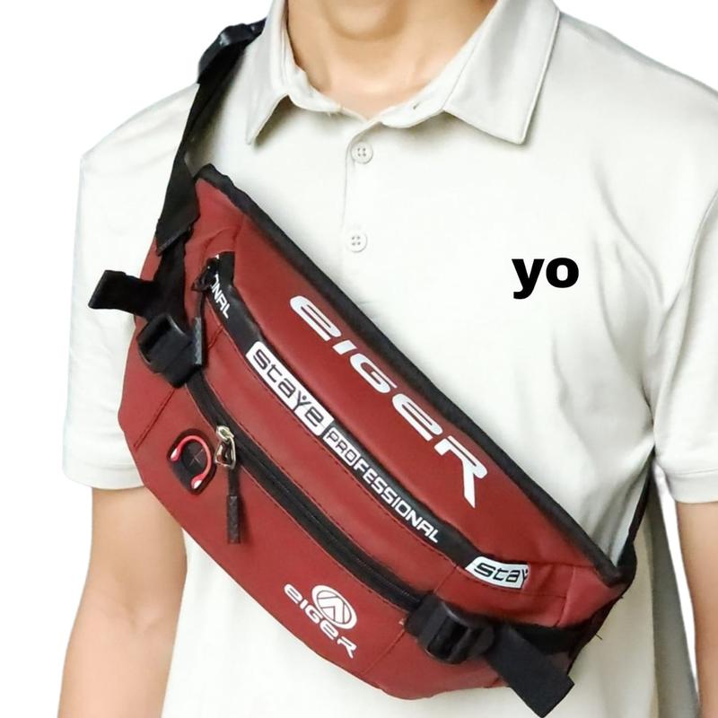 PROMO!! BERKUALITAS TAS SELEMPANG PRIA ANTI AIR TAS SELEMPANG PRIA WATERPROOF TAS PINGGANG TAS DADA PRIA TAHAN AIR HITAM MERAH NAVY WAISTBAG PROFESIONAL Slingbag 3