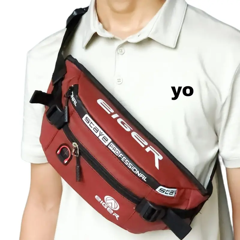 PROMO!! BERKUALITAS TAS SELEMPANG PRIA ANTI AIR TAS SELEMPANG PRIA WATERPROOF TAS PINGGANG TAS DADA PRIA TAHAN AIR HITAM MERAH NAVY WAISTBAG PROFESIONAL Slingbag 3