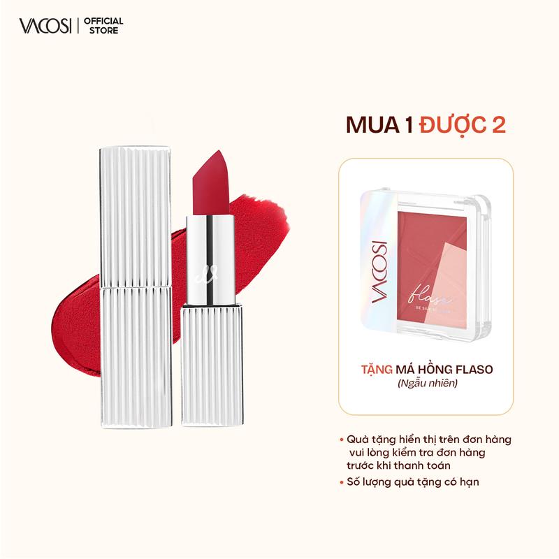 Son Thỏi VACOSI Iconic Move VS15 | Lì mịn "Soft-fit", Chuẩn Màu Một Lần Quẹt, Nhẹ Tênh Không Bết Dính, Bám Màu Tốt, Bảng Màu Trendy, VS15