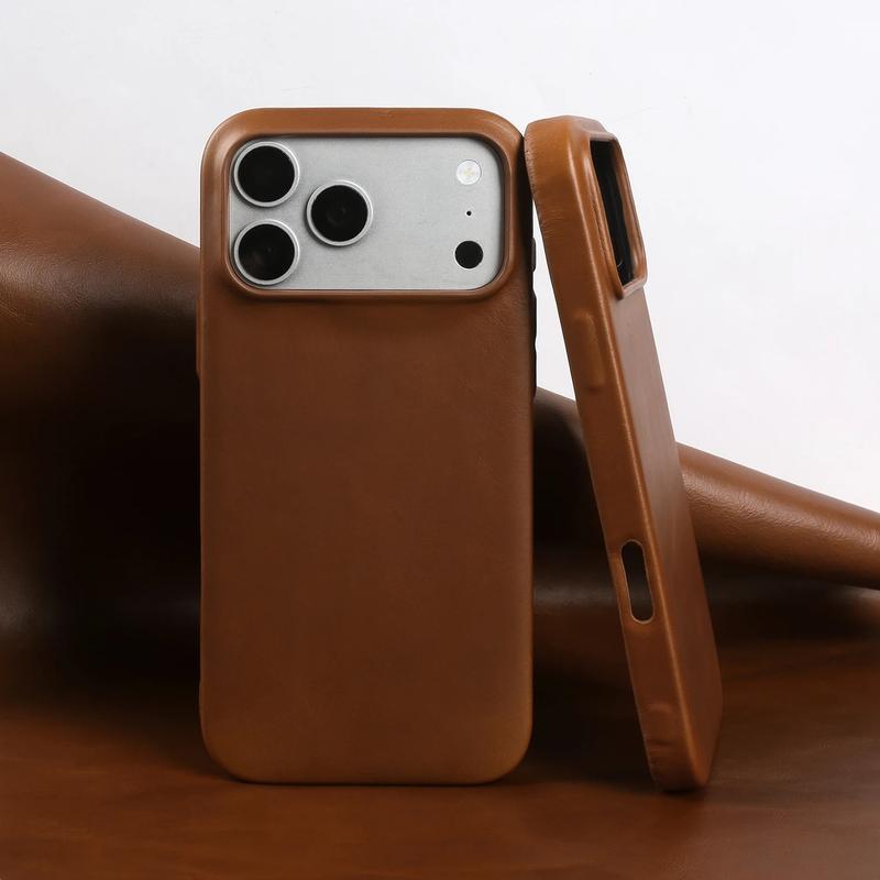 Premium Real Genuine Leather Back Case For Iphone 18 17 16 pro Max 17e 16e Air 15 14 13 Mini 12 11 Pro Max Business Full Covered Protective Cover Phone Cases