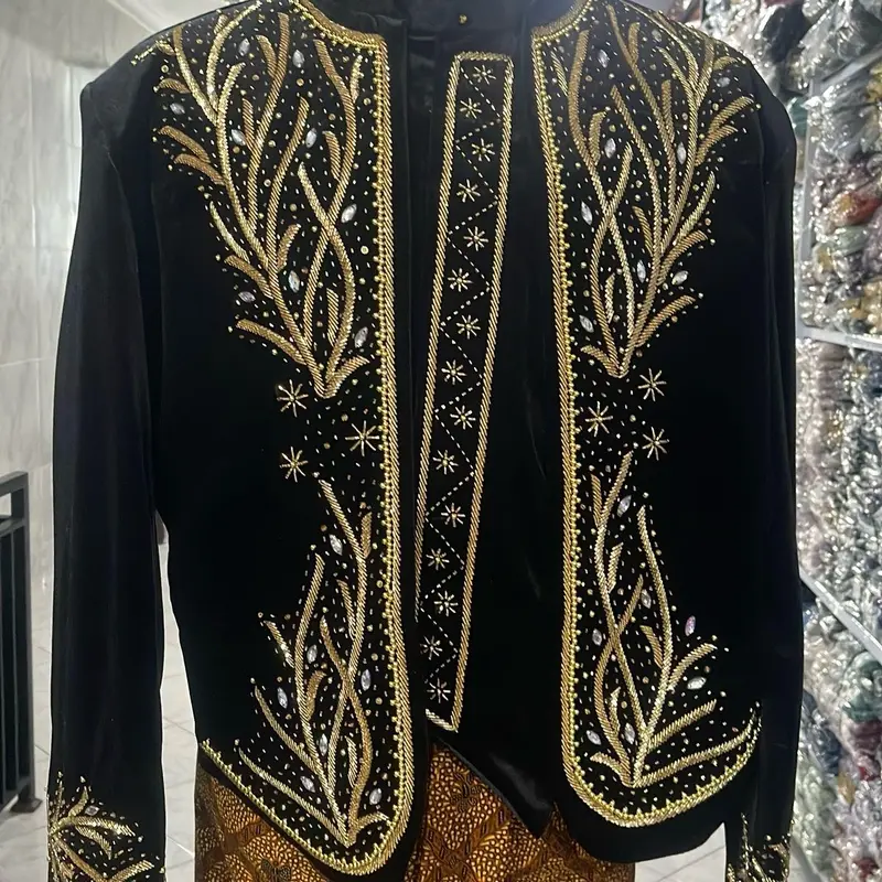 Beskap  Jawa Bludru Hitam Pengantin Pria Dewasa Premium Payet 2