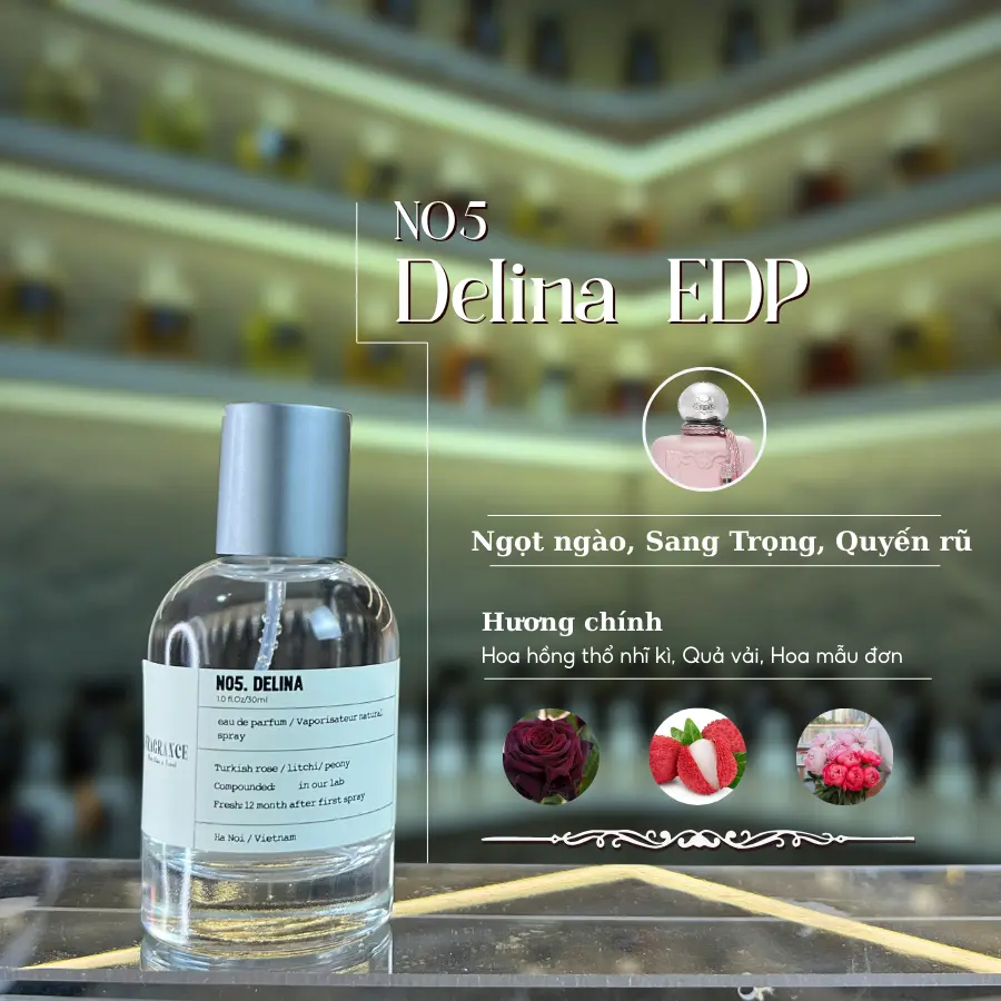 Nước hoa nữ Custom Lab Delina EDP 30ml phong cách Ngọt ngào Sang trọng Quyến rũ NO.5