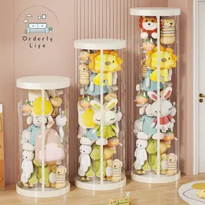 [COD 24h shipping]PVC Boneka Tempat Organizer/Ritsleting Boneka Tempat Box/Transparent Toy Doll Storage Bucket/Ember Boneka Doll Houses Ritsleting Transparan Tabung Storage Doll Storage Bucket Organizer Penyimpanan boneka Dengan Penutup