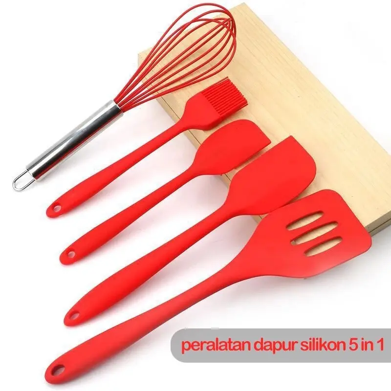 CHOCOBERRY7 Spatula Set Alat Masak 5 In 1 Sutil Scrap Kocokan Silicone/Silikon Termurah Berkualitas 4