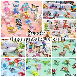 Mainan puzzle 3d anak dinosaurus/animal zoo/pesawat/mobil excavator kartun /souvenir ulang tahun anak