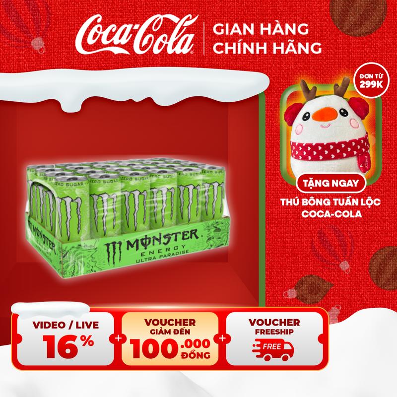 Thùng Lốc 24 lon Nước Ngọt Giải Khát Tăng Lực Monster Ultra Paradise 355ml lon Sale 15.12 Coca-Cola Beverages VN_TT