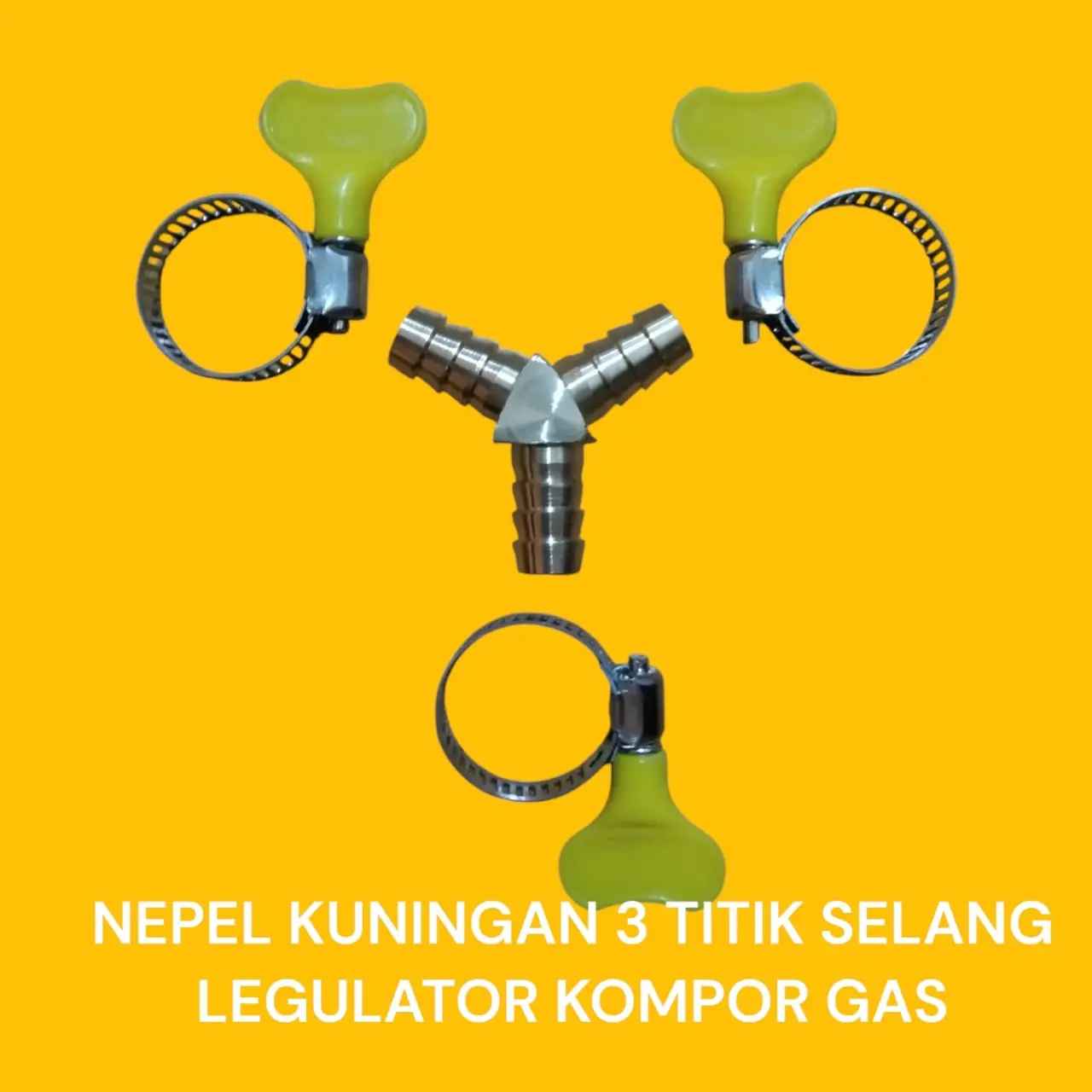 Paket Nepel Cabang 3 Y Selang Gas Kuningan 3 Pcs dengan Klem