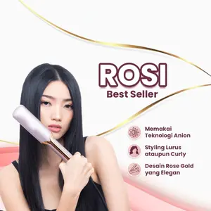 LOCURL Catokan Rambut Rosi 459 Catok Rambut 3in1 220°C Nano Silver Hair Straightener - Curly - Blow Warna Pink AIUEO