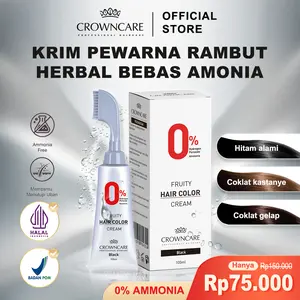 [Halal & BPOM Approved]CrownCare Hair Coloring Cream Penghitam Rambut Uban | Sisir Pewarna CC |  Fruit-scented Krim Wangi Membantu menghitamkan uban | dengan Sisir Cat Dye No SLS Ammonia free