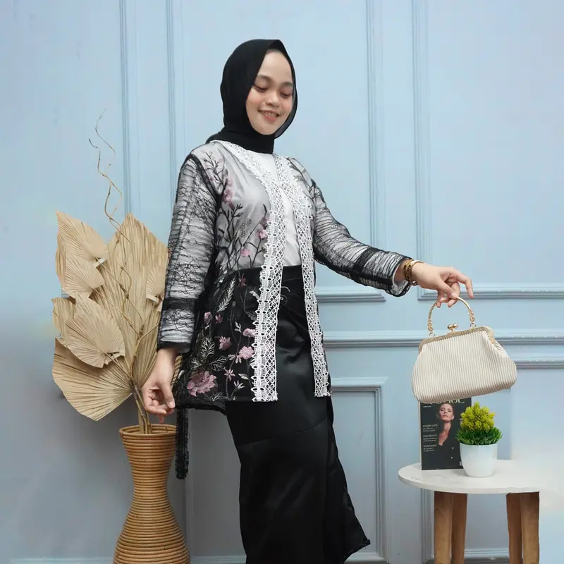 Ahzem - Setelan One Set Zafira Outer Brokat Gardenia Rok Lilit Set Lamaran Wisuda Bridesmaid Kondangan 0