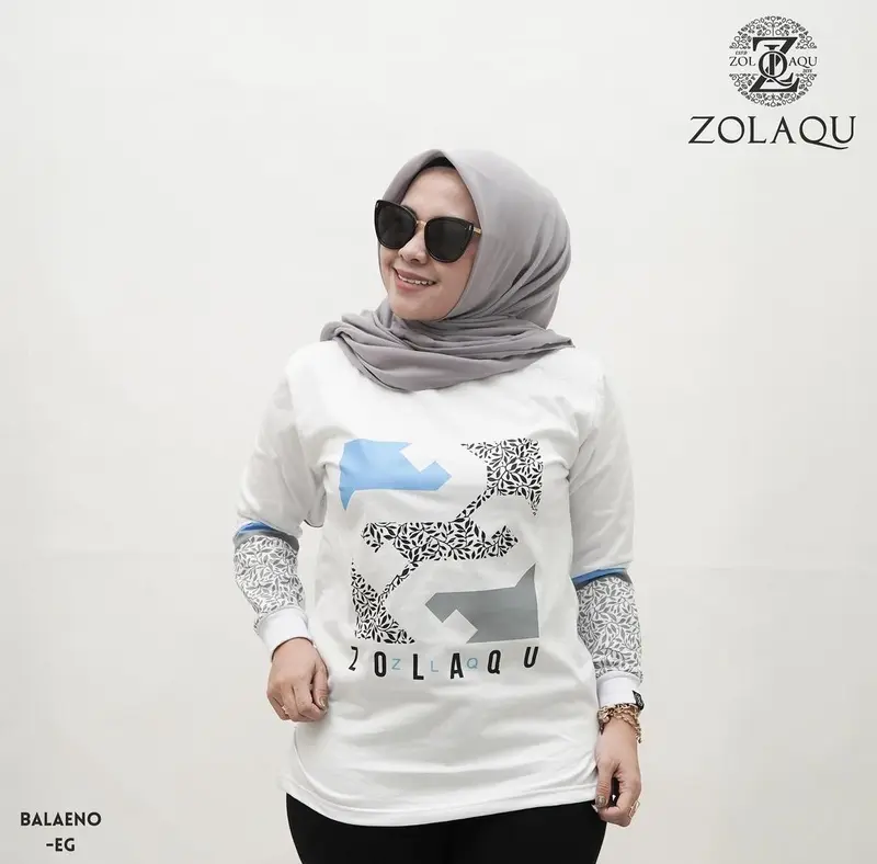 Kaos Atasan Wanita Lengan Panjang Muslimah LD 110cm Jumbo BabyTerry Premium 5