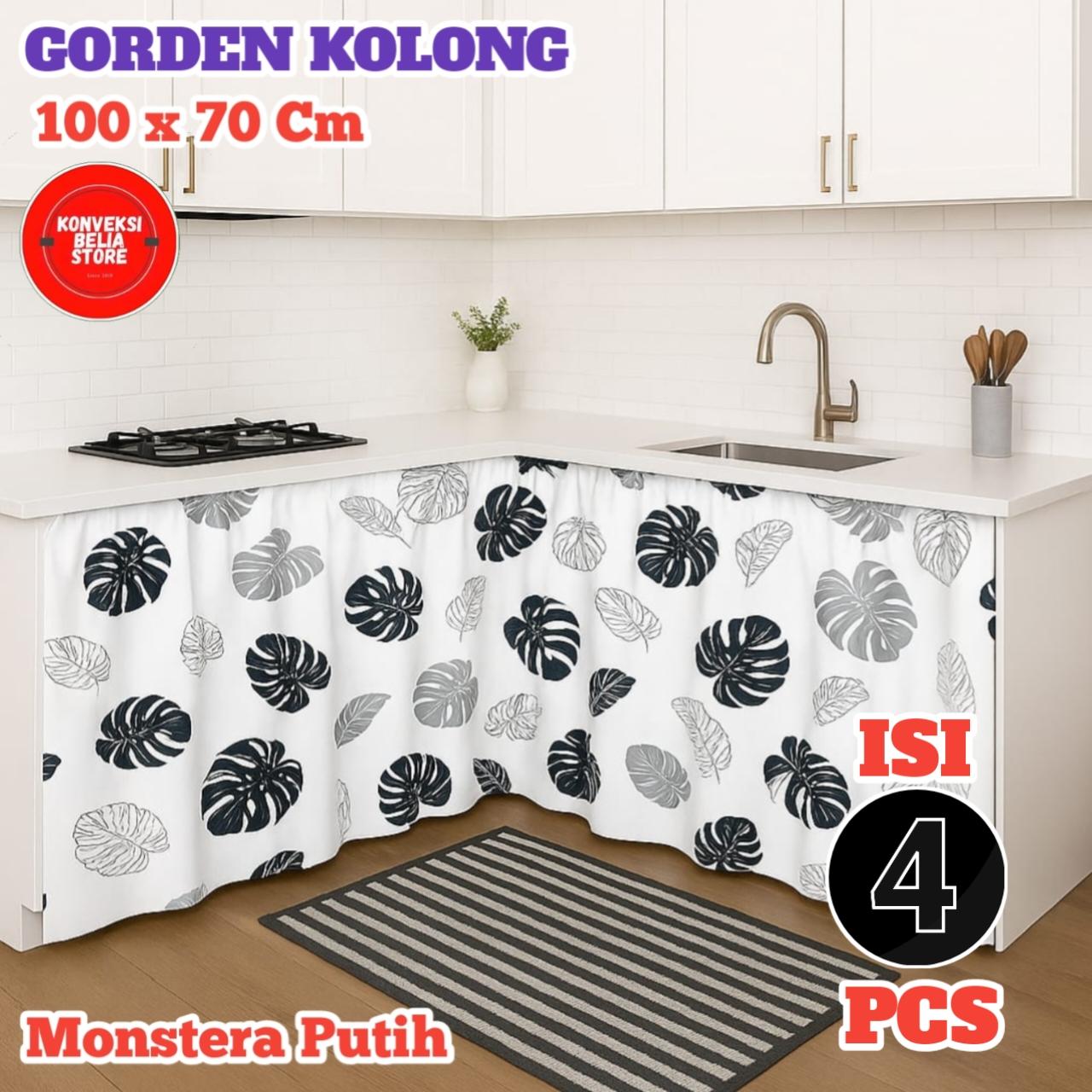 PROMO 1 Paket isi 4 Pcs 100 x 70cm free tali CURTAIN gorden kolong dapur