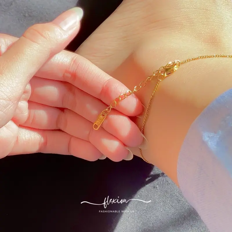 Flexion - Gelang Kaki Wanita Bahagia - Titanium Steel - Anti Karat/Hitam/Luntur - Aksesoris dan Perhiasan Fashion Korea Aesthetic Senyum - Stainless Steel 316L - 18K Gold Plated 5