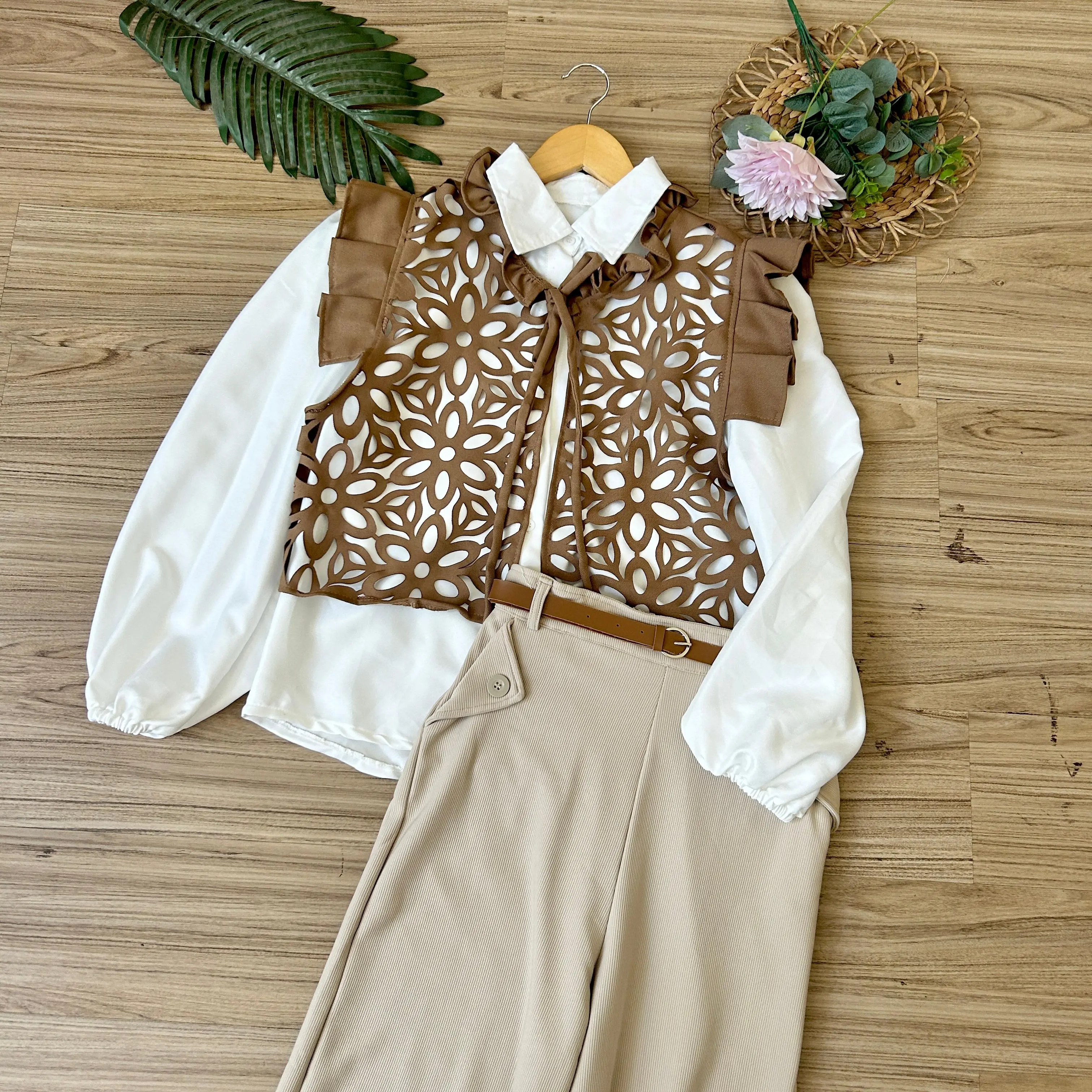 SF - Oneset JESSA vest bordir Celana panjang Button - setelan wanita