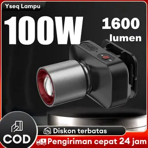 COD Senter Kepala 1600 lumen Cahaya Emergency Maksimal Plus RechargePro dengan USB-C,100W Fokus & Penyebaran Zoom 1000 lumen，1300 lumen ,60W,80W Tahan Air Perlengkapan Wajib Saat Bepergian di Malam Hari Menerangi 100㎡